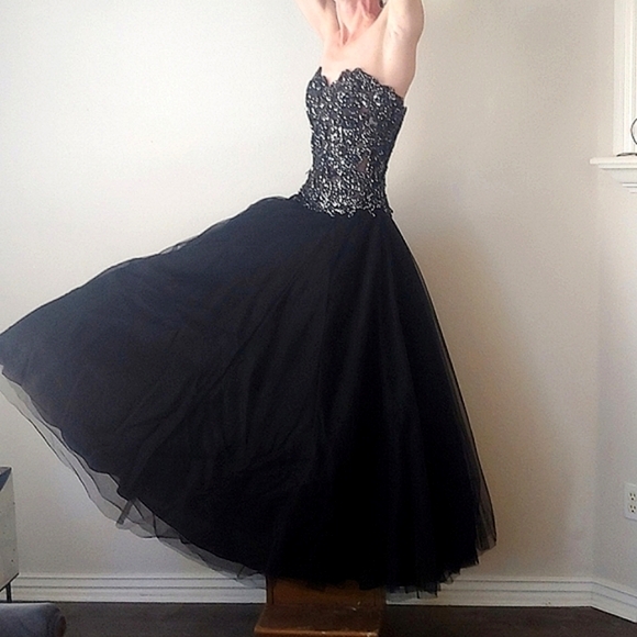 Strapless Sequin Beaded Flowy Party Maxi Dress main image 0